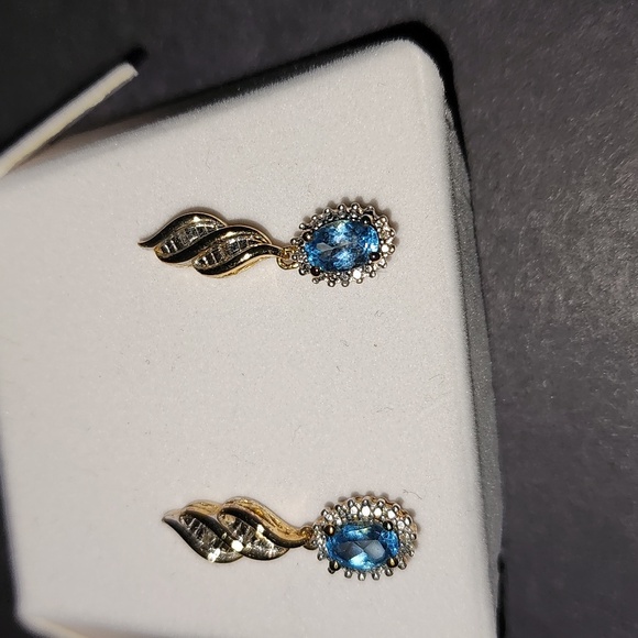 Blue topaz drop Earrings - Picture 3 of 4